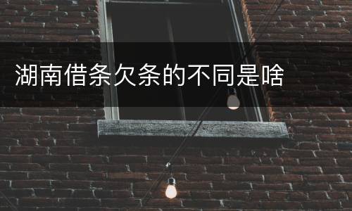 湖南借条欠条的不同是啥