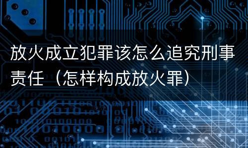放火成立犯罪该怎么追究刑事责任（怎样构成放火罪）