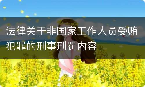 法律关于非国家工作人员受贿犯罪的刑事刑罚内容