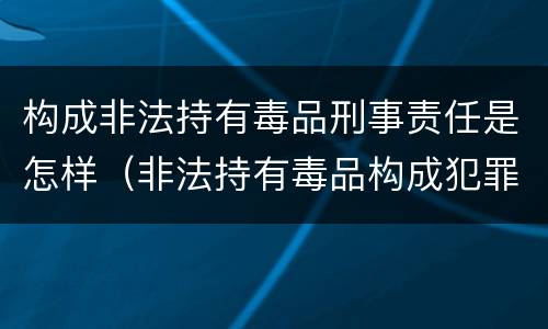 构成非法持有毒品刑事责任是怎样（非法持有毒品构成犯罪吗）