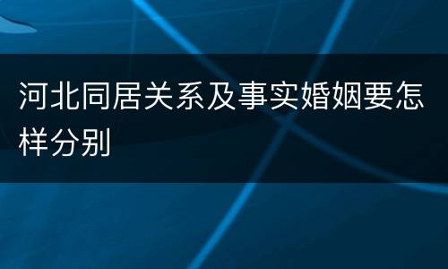 河北同居关系及事实婚姻要怎样分别