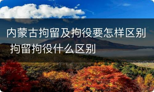 内蒙古拘留及拘役要怎样区别 拘留拘役什么区别