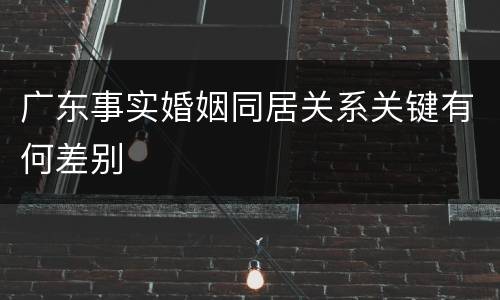 广东事实婚姻同居关系关键有何差别