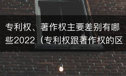 专利权、著作权主要差别有哪些2022（专利权跟著作权的区别）