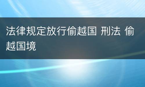 法律规定放行偷越国 刑法 偷越国境