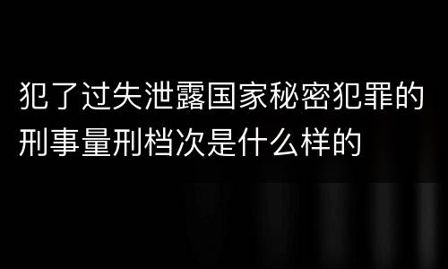 犯了过失泄露国家秘密犯罪的刑事量刑档次是什么样的