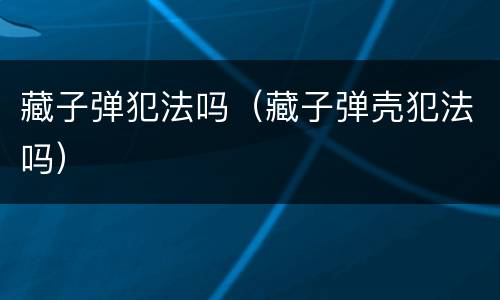 藏子弹犯法吗(藏子弹壳犯法吗)