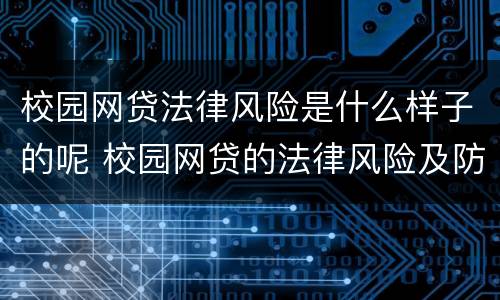 校园网贷法律风险是什么样子的呢 校园网贷的法律风险及防控