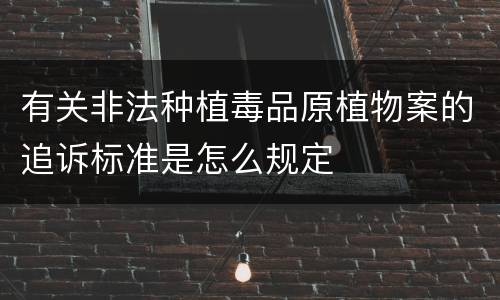 有关非法种植毒品原植物案的追诉标准是怎么规定