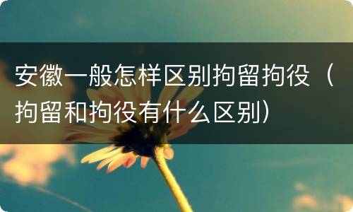 安徽一般怎样区别拘留拘役（拘留和拘役有什么区别）