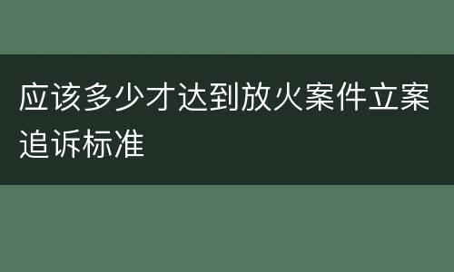 应该多少才达到放火案件立案追诉标准