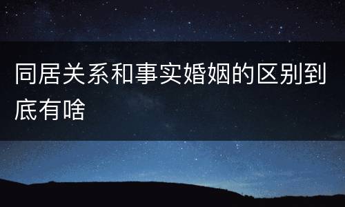 同居关系和事实婚姻的区别到底有啥