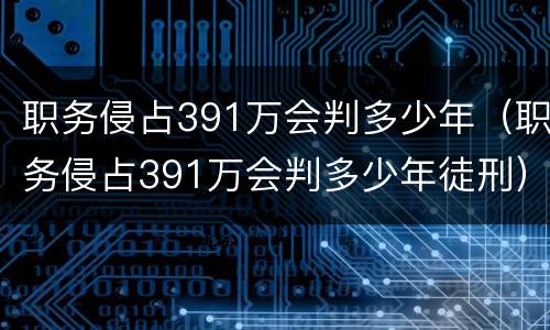 职务侵占391万会判多少年（职务侵占391万会判多少年徒刑）