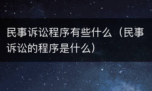 民事诉讼程序有些什么（民事诉讼的程序是什么）