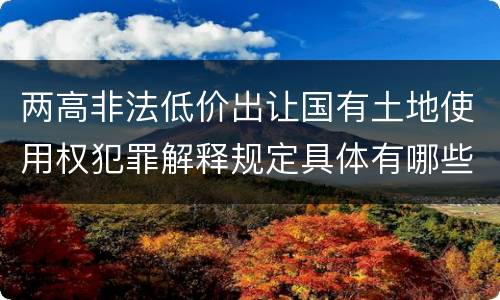 两高非法低价出让国有土地使用权犯罪解释规定具体有哪些主要内容