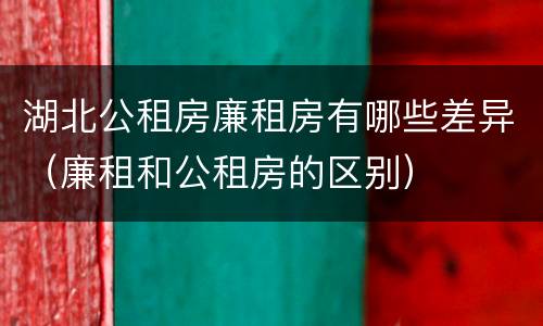 湖北公租房廉租房有哪些差异（廉租和公租房的区别）