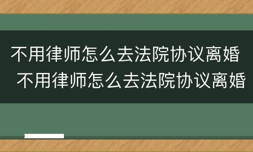 不用律师怎么去法院协议离婚 不用律师怎么去法院协议离婚呢