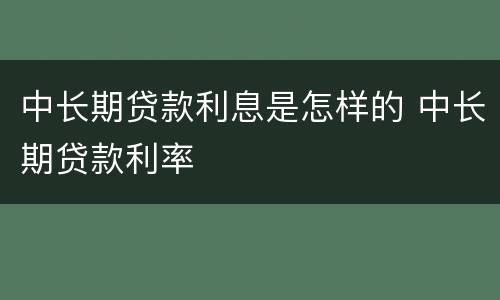 中长期贷款利息是怎样的 中长期贷款利率