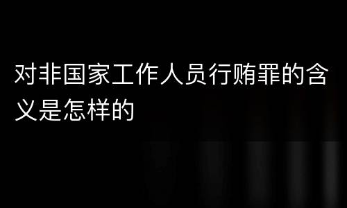对非国家工作人员行贿罪的含义是怎样的