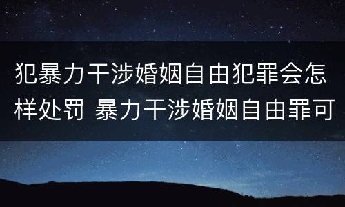 犯暴力干涉婚姻自由犯罪会怎样处罚 暴力干涉婚姻自由罪可以刑事和解吗