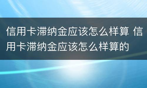 信用卡滞纳金应该怎么样算 信用卡滞纳金应该怎么样算的