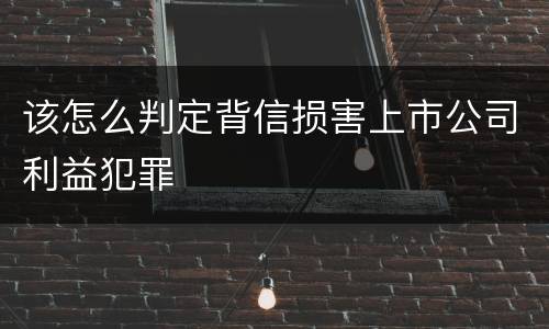 该怎么判定背信损害上市公司利益犯罪