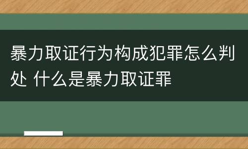 暴力取证行为构成犯罪怎么判处 什么是暴力取证罪