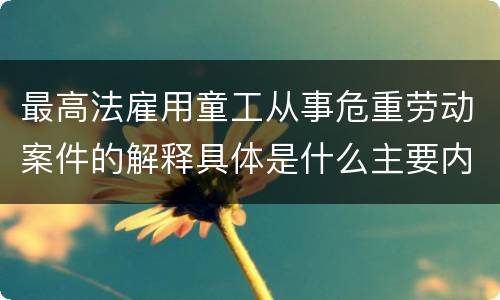 最高法雇用童工从事危重劳动案件的解释具体是什么主要内容