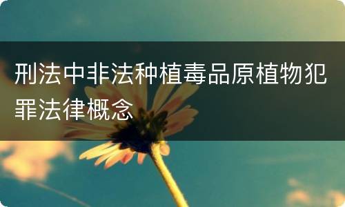 刑法中非法种植毒品原植物犯罪法律概念