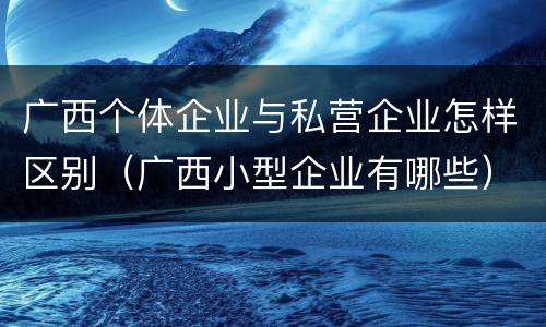 广西个体企业与私营企业怎样区别（广西小型企业有哪些）