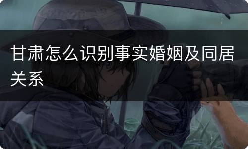 甘肃怎么识别事实婚姻及同居关系