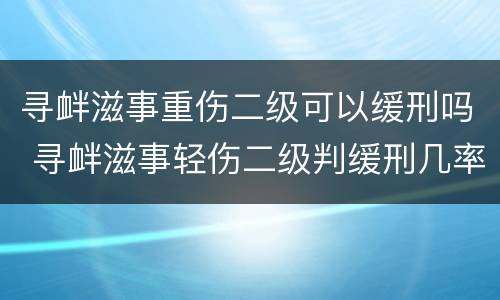 寻衅滋事重伤二级可以缓刑吗 寻衅滋事轻伤二级判缓刑几率大吗