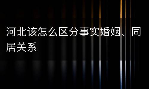 河北该怎么区分事实婚姻、同居关系