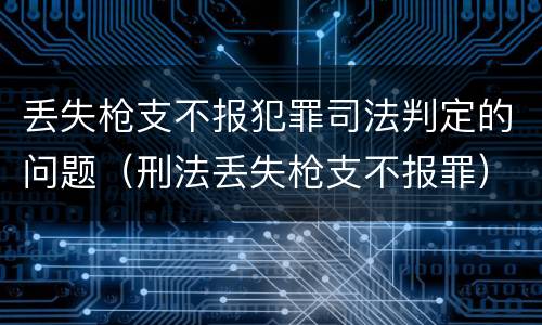 丢失枪支不报犯罪司法判定的问题（刑法丢失枪支不报罪）