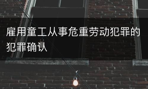 雇用童工从事危重劳动犯罪的犯罪确认