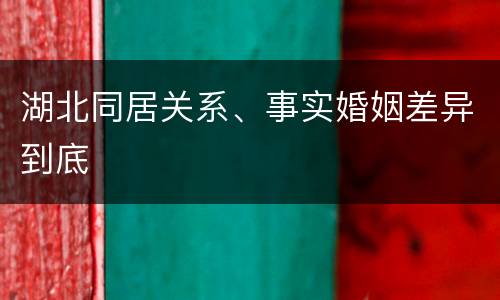 湖北同居关系、事实婚姻差异到底