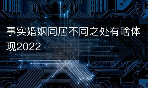 事实婚姻同居不同之处有啥体现2022