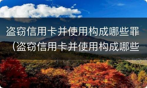 盗窃信用卡并使用构成哪些罪（盗窃信用卡并使用构成哪些罪名）