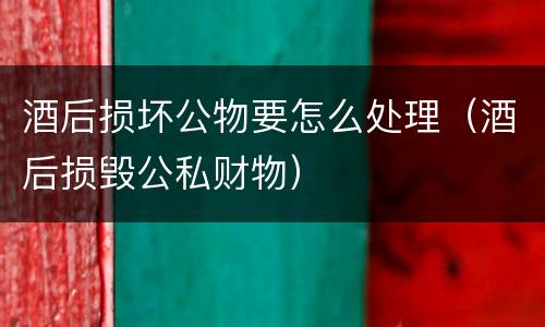 酒后损坏公物要怎么处理（酒后损毁公私财物）