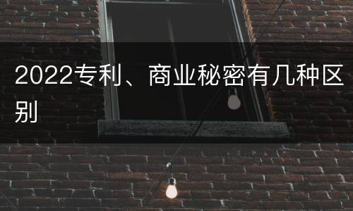 2022专利、商业秘密有几种区别