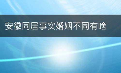 安徽同居事实婚姻不同有啥