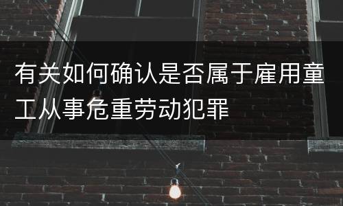 有关如何确认是否属于雇用童工从事危重劳动犯罪