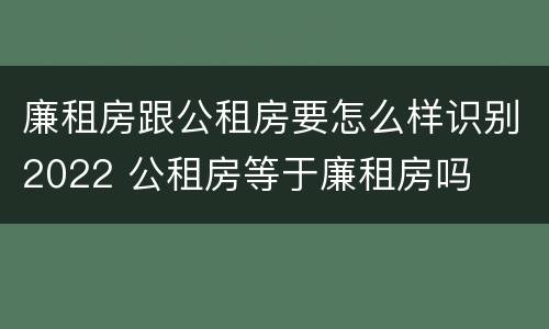 廉租房跟公租房要怎么样识别2022 公租房等于廉租房吗