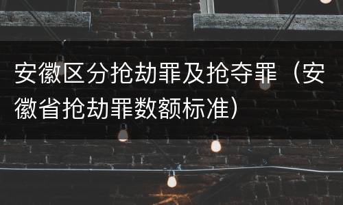 安徽区分抢劫罪及抢夺罪（安徽省抢劫罪数额标准）