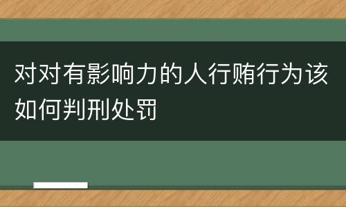 对对有影响力的人行贿行为该如何判刑处罚