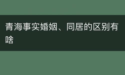 青海事实婚姻、同居的区别有啥