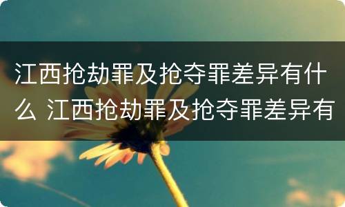 江西抢劫罪及抢夺罪差异有什么 江西抢劫罪及抢夺罪差异有什么区别