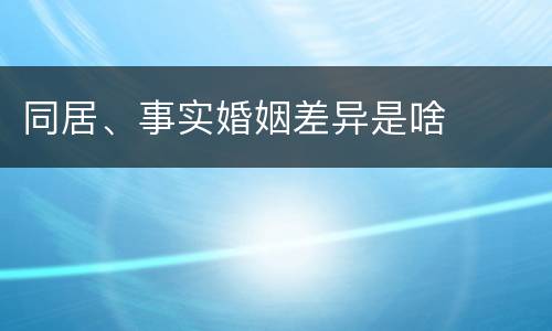 同居、事实婚姻差异是啥