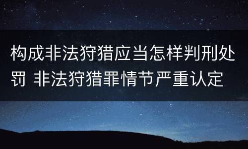 构成非法狩猎应当怎样判刑处罚 非法狩猎罪情节严重认定