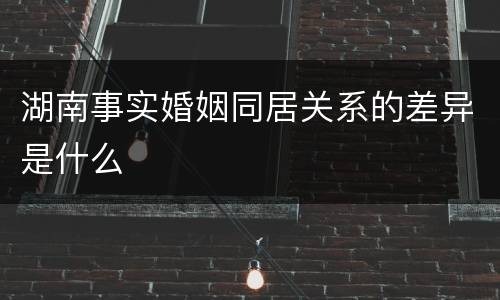 湖南事实婚姻同居关系的差异是什么